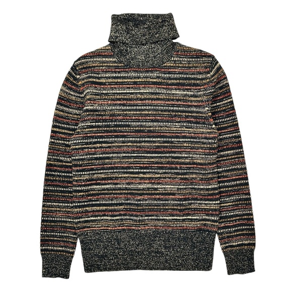 Marc Jacobs Sweaters - Marc Jacobs Black Gold Brown Metallic Striped Oversized Turtleneck Wool Sweater